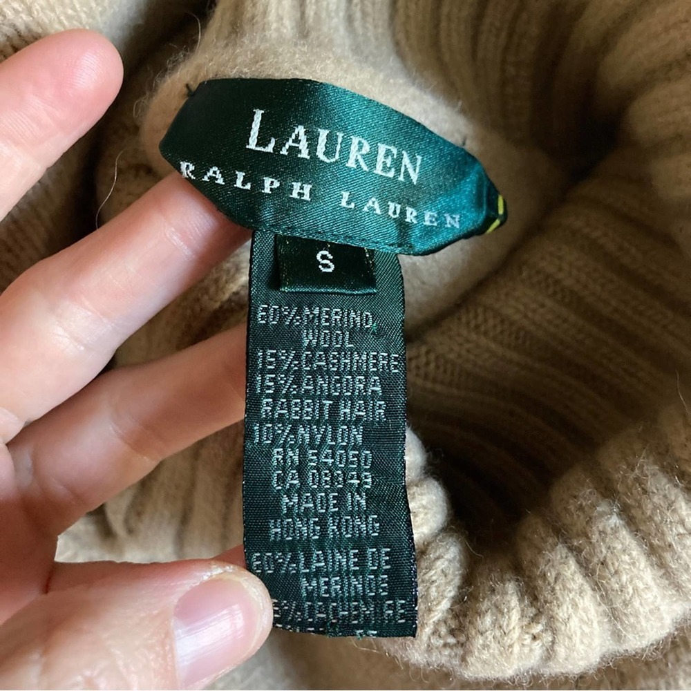 Lauren Ralph Lauren Wool Cashmere Turtleneck Sweater Tan Size XS - Picture 5 of 9